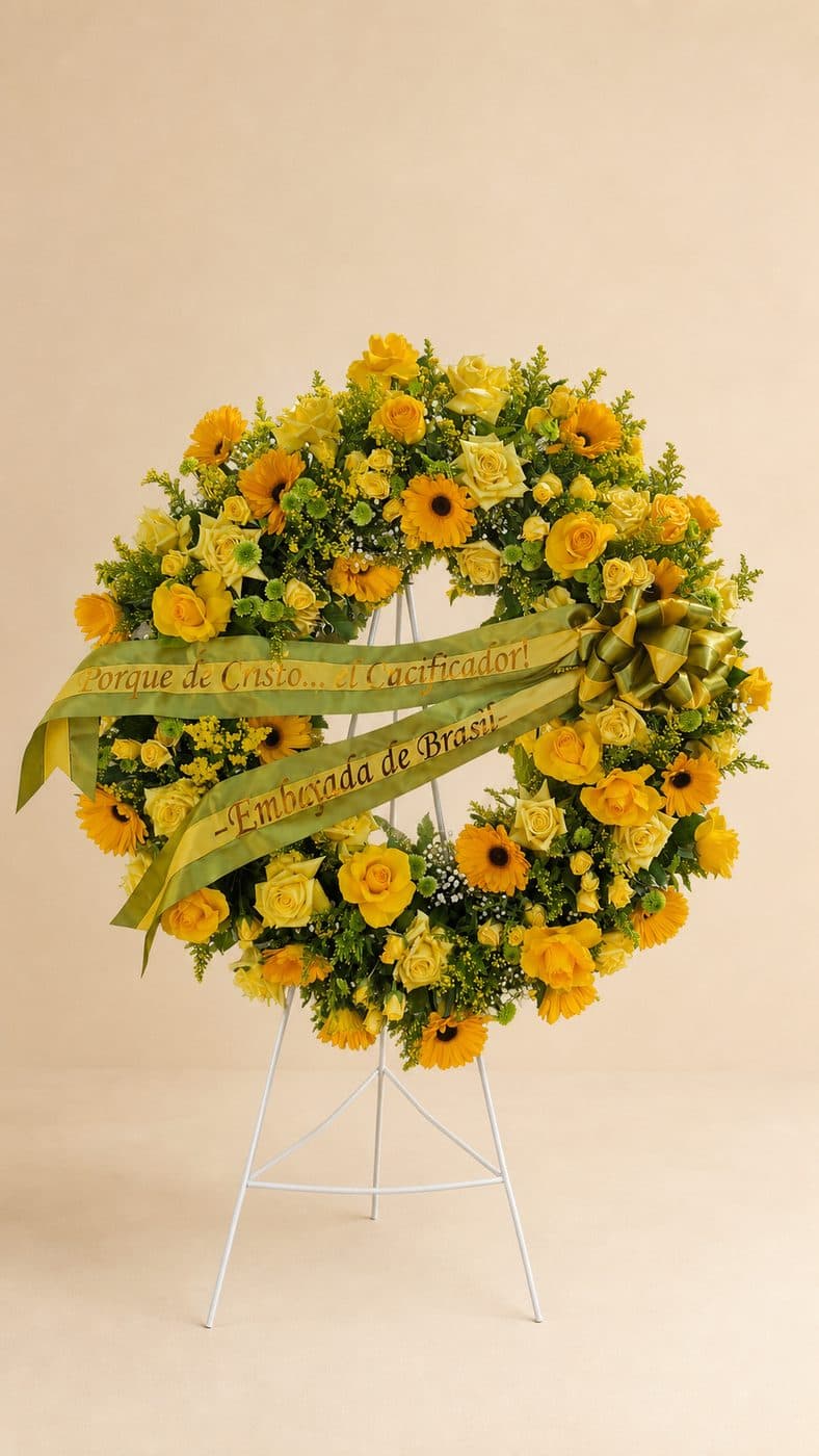 Corona fúnebre de Celiflor entregada en funeraria